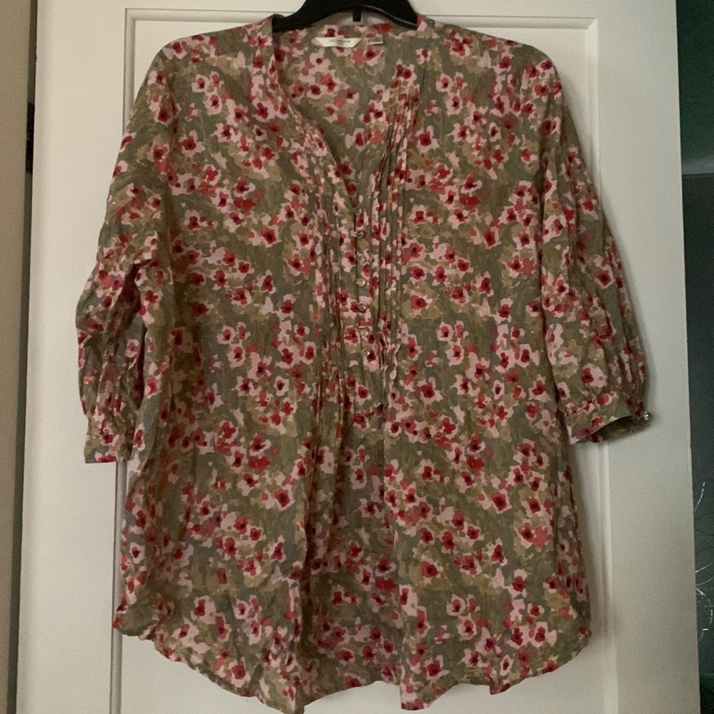 Liz Claiborne Peasant Style Blouse Floral 2XL